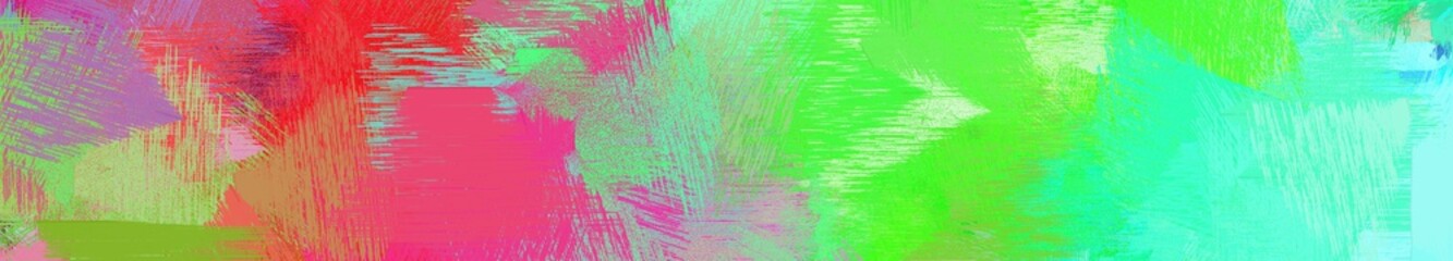 wide landscape graphic with creative brush strokes background with light green, moderate pink and pastel green
