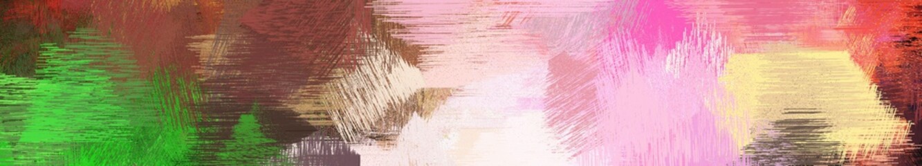 Fototapeta premium wide landscape graphic with artistic brush strokes background with baby pink, dark green and brown. can be used for background, canvas or poster