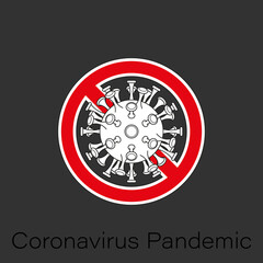 Coronavirus pandemic SARS-Cov-2 ban icon. Forbiddance Coronavirus disease 2019 (COVID-19)  illustration sign