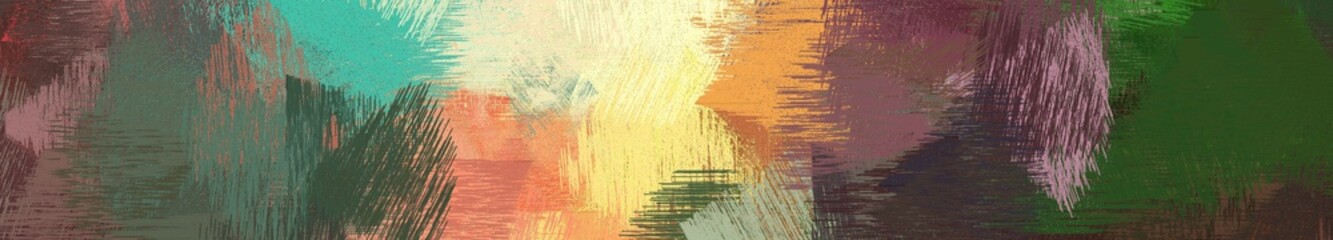 wide landscape graphic with colorful brush strokes background with dark olive green, burly wood and medium aqua marine. can be used for wallpaper, cards, poster or banner