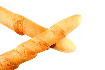 Crossed Two long baguettes on an isolated background