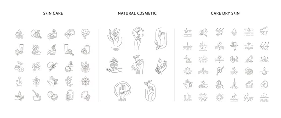 Fotobehang Vector icon and logo for natural cosmetics and care dry skin © merfin