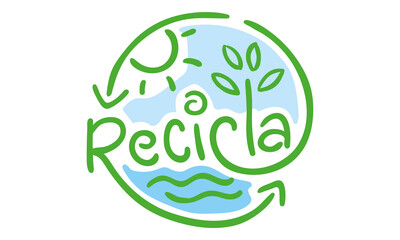 RECICLA LOGO ORGÁNICO VECTOR TIPO SELLO