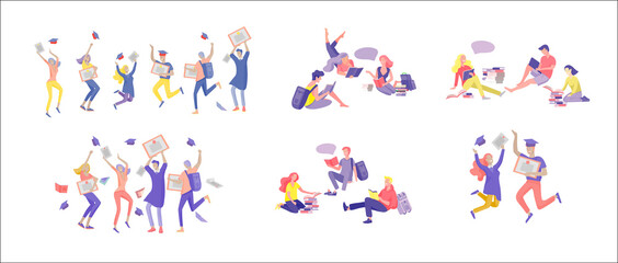 Set of web page design templates for online education, training and courses, learning, video tutorials. Modern vector illustration concepts for website and mobile website development.