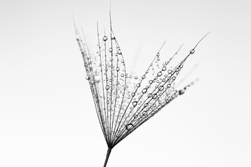 dandelion seeds. black and white abstract silhouette