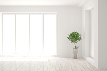 White living room with sofa. Scandinavian interior design. 3D illustration