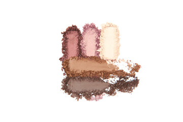 eye shadow on a white background. Smears from the eyes. beautiful eye shadow. minimalism. Fashionable colors of eye shadows.