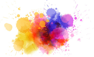 Multicolored splash watercolor blot - template for your designs.