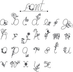 hand drawn ABC alphabet flowers 