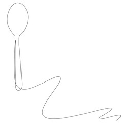 Spoon on white background, Silhouette line drawing, vector illustration