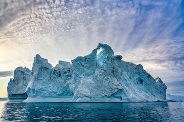 Fototapeta na wymiar Greenland Ilulissat glaciers at ocean at polar night