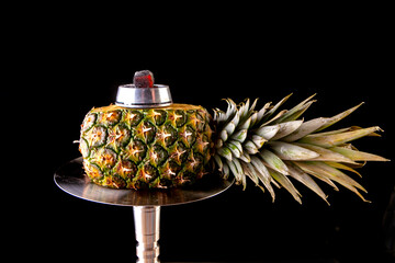 pineapple hookah with cloud filled with hot coals