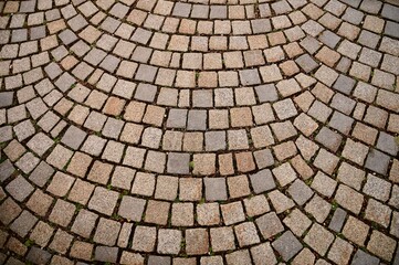 Texture background, stone lined walkway.
