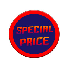 Special price Red-orange Sign or Stamp Text on Blue circle backgroud