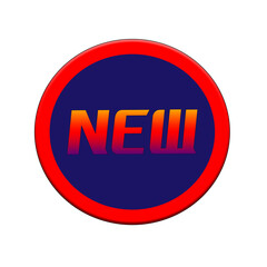 New Red-orange Sign or Stamp Text on Blue circle backgroud