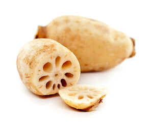 Lotus root on the white background