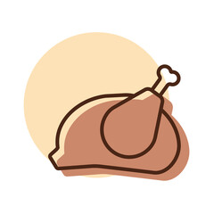 Whole roast chicken vector icon. Barbecue sign