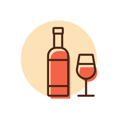 Wine bottle and glasses vector icon