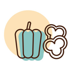 Fresh peppers sliced vector icon. Vegetable symbol
