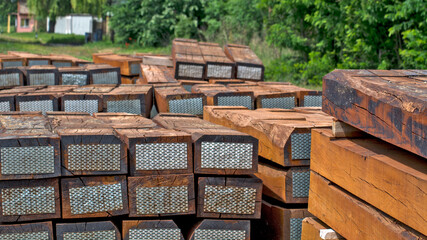 Wooden railway sleepers