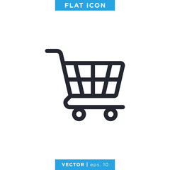 Shopping Trolley Icon Vector Logo Design Template.