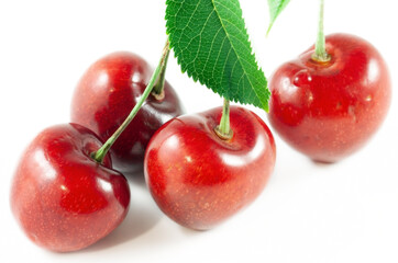 Ciliegie su sfondo bianco