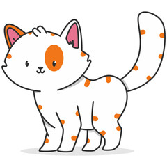 Cute cat vector cartoon illustration isolated on a white background.