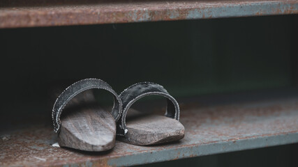 clogs standing side by side