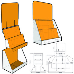 Counter display stand and Die-cut Pattern. The .eps file is full scale and fully functional. Prepared for real cardboard production.