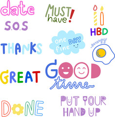 set of wording for bullet journal or daily planner diary decoration.