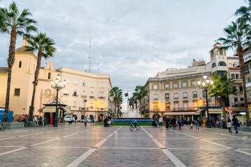 Main square called Plaza de las Monjas in Huelva, Spain - obrazy, fototapety, plakaty