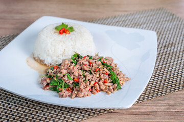 steamed rice and spicy minced pork