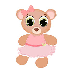 vector illustration with cute bear for kids design. Use for print, surface design, fashion wear.