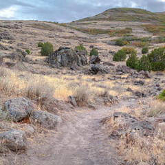 Square frame Dirt hiking trail in the Utah wilderness