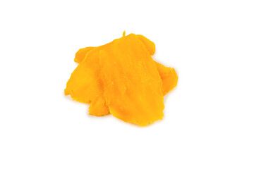 Naklejka premium Tasty sugar mango slices background. Top view.