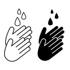 Hand washing vector icon. Hands with water drops sign. Prevention against viruses symbol. Concept of hygiene.
