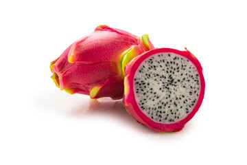 Sweet tasty dragon fruit or pitaya isolated on white.