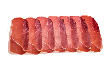 Tasty meat background, thinly sliced jamon.