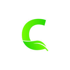 Green eco letters C logo with leaves. /symbol / alphabet / botanical / natural