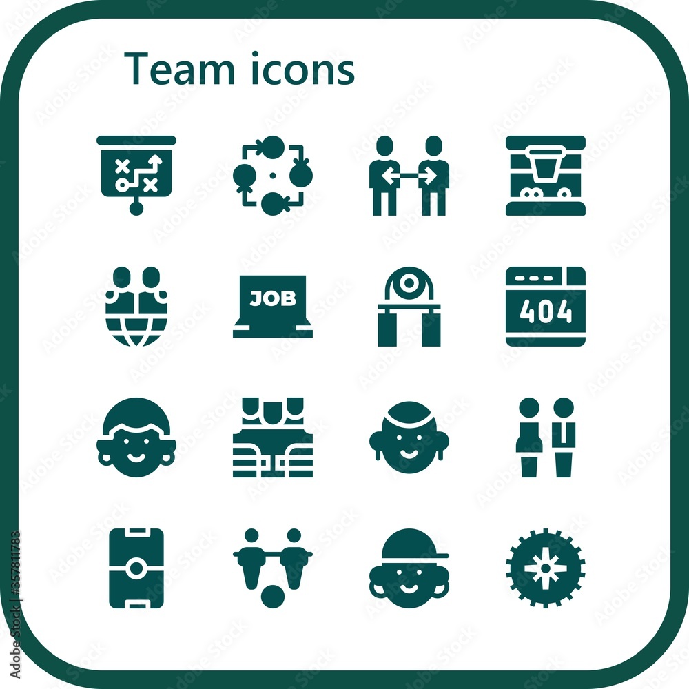 Wall mural team icon set