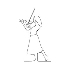 aesthetic woman girl playing violin continuous line one line