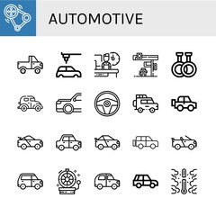 automotive simple icons set