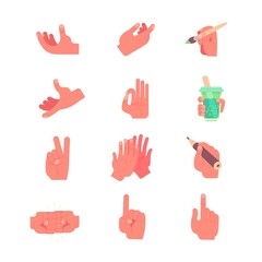 vector set of hands gestures and tools isolated illustration