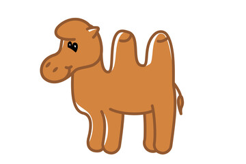 Bactrian camel cartoon on white