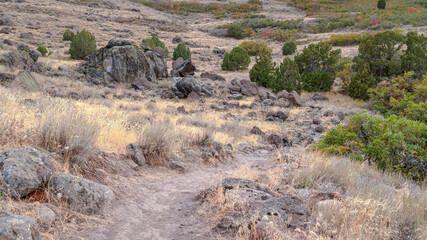 Panorama Dirt hiking trail in the Utah wilderness