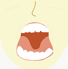 大きく口を開けた顔