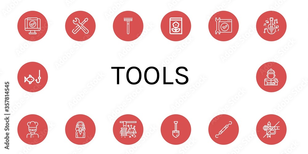 Poster set of tools icons