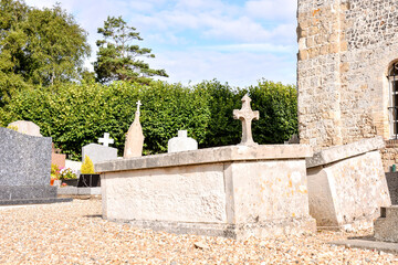 medieval stone church in France , digitally created image