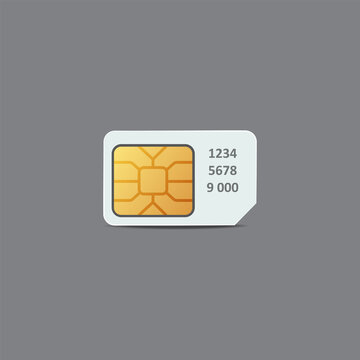 Chip of sim card. Plastic card of cellular connection mock up