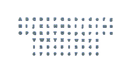 Full set of English alphabets in 3D illustrations which matching perspectives and lighting on each side placed on a white background for word combinat